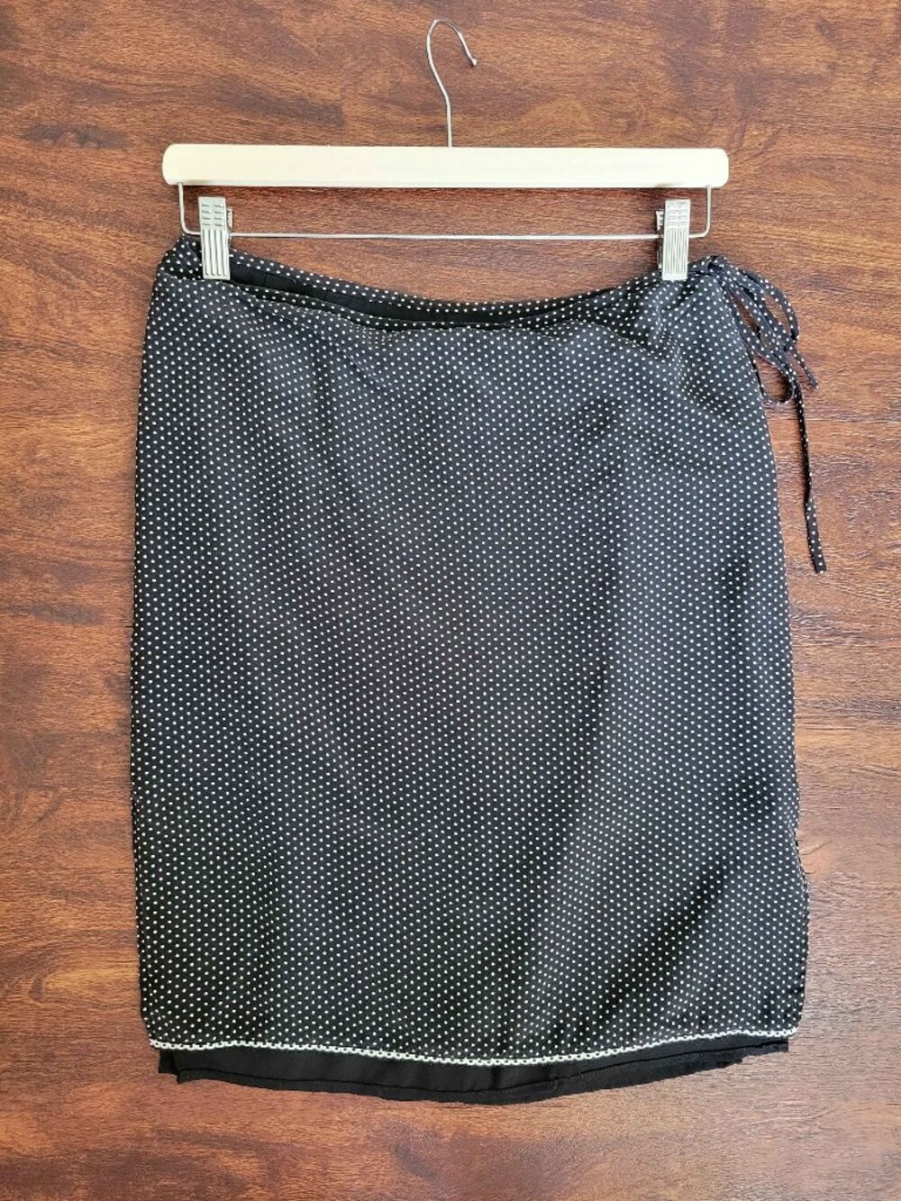 90s Laundry by Shelli Segal Silk Pencil Skirt Black White Polka Dots Knee Length